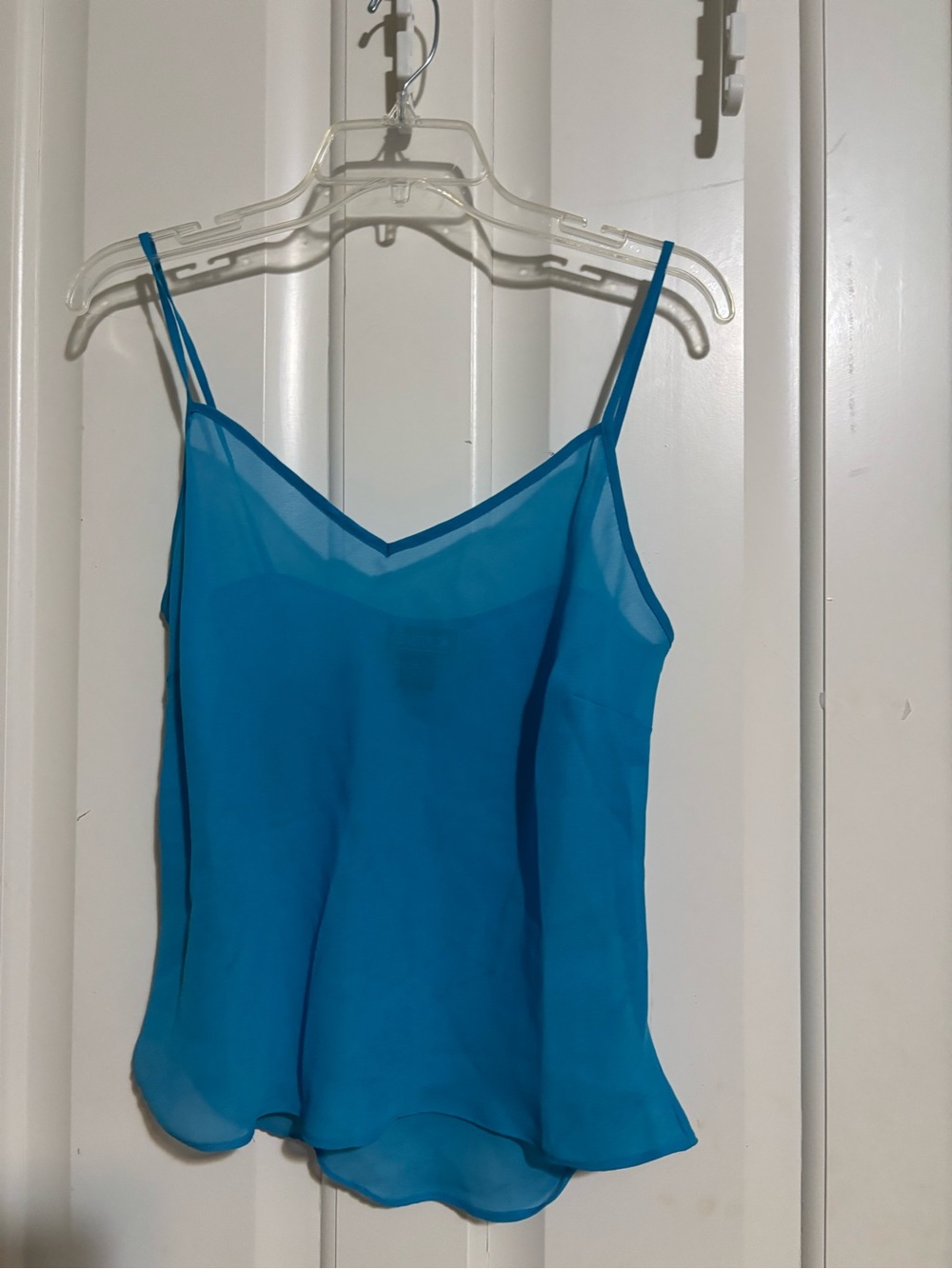 NY Collection Turquoise Sheer V-Neck Spaghetti Strap Camisole small size